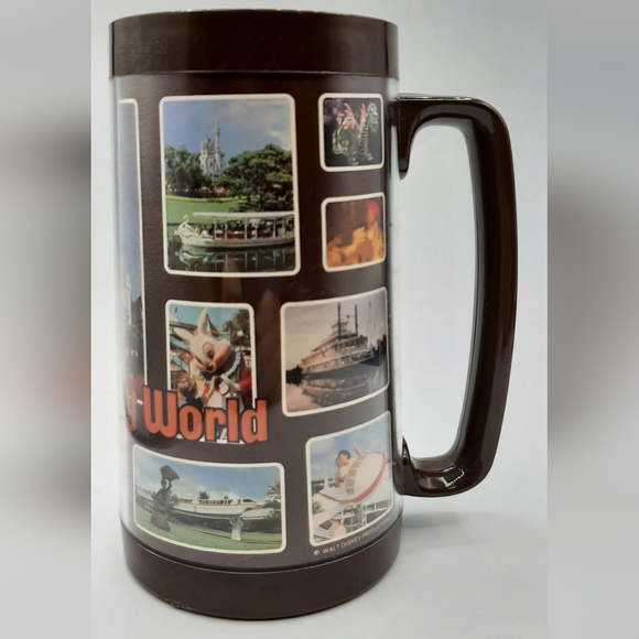 Vintage Walt Disney World Plastic Mug Thermo Serv Brown 6.25" Collectible - Picture 3 of 6